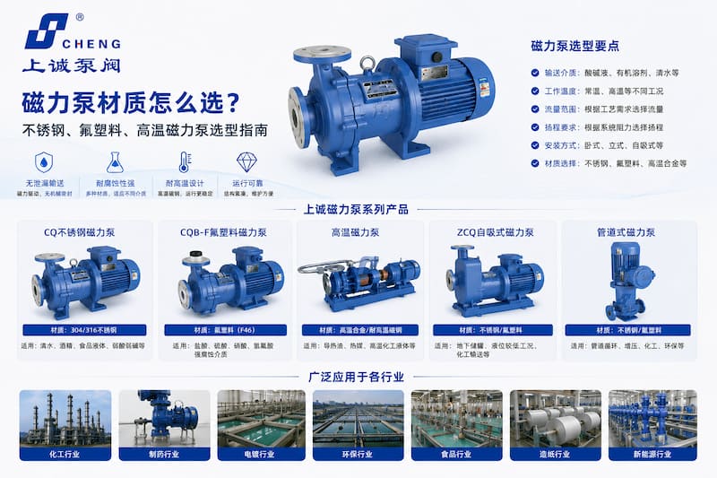 磁力泵材质怎么选？不锈钢、氟塑料、高温磁力泵选型指南｜上诚泵阀