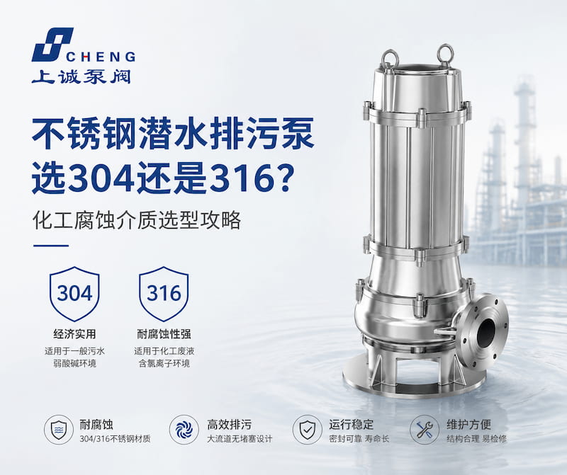不锈钢潜水排污泵选304还是316？化工腐蚀介质选型攻略