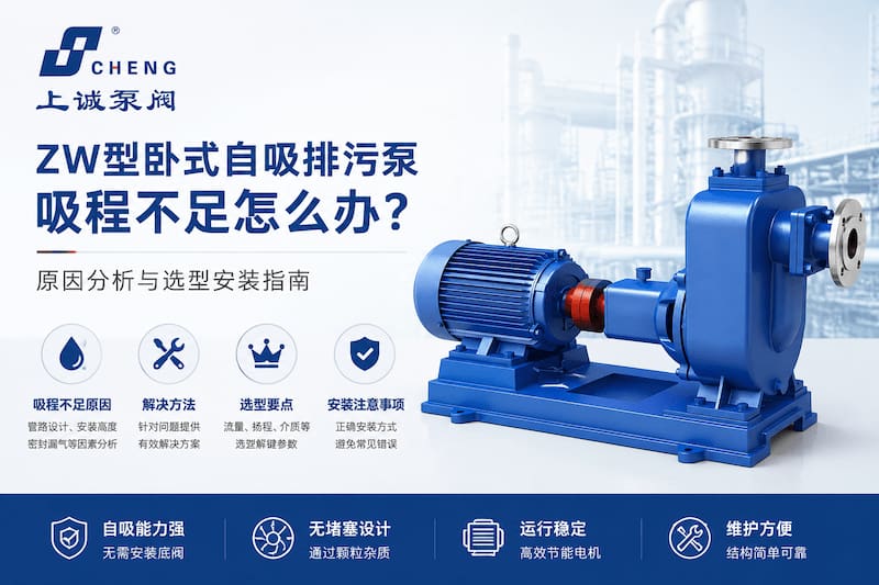 卧式自吸排污泵吸程不足怎么办？ZW型自吸泵选型与安装避坑指南